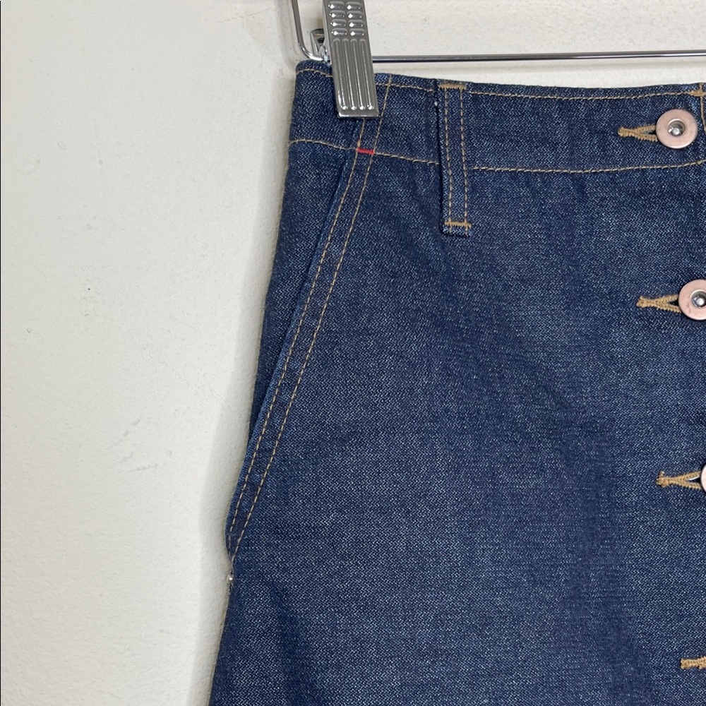 Uniqlo X Ines de la Fressange Midi Skirt Denim Button-Front A-Line Skirt - Picture 4 of 7